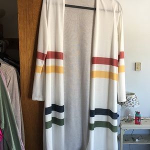 Long color block striped cardigan